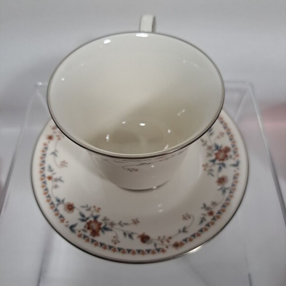 Adagio by Noritake Ivory 7237 Footed Cup Saucer Accented Formal Floral Vintage - Picture 17 of 17